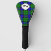 Groen Blauw Rood Tartan Schotse Ruit Monogram Golfheadcover (Voorkant)