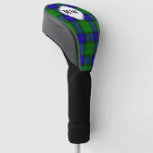 Groen Blauw Rood Tartan Schotse Ruit Monogram Golfheadcover (Schuin)