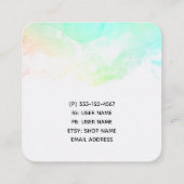 Groen Blauw & Roze Abstract Waterverf Swirls Vierkante Visitekaartje (Achterkant)