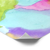 Groen Blauw Roze Geel Paars Water Kleur Poster (Hoek)