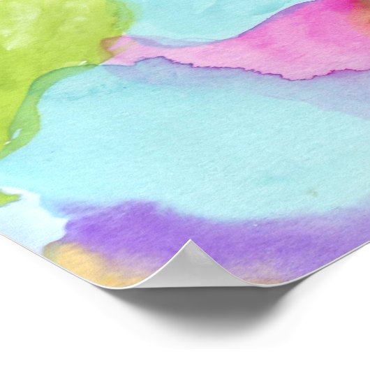 Groen Blauw Roze Geel Paars Water Kleur Poster (Hoek)