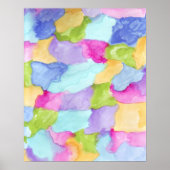 Groen Blauw Roze Geel Paars Water Kleur Poster (Voorkant)