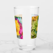 Groen Blauw Roze Gele Daisies Glas (Links)