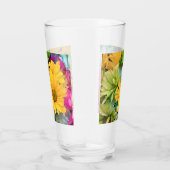 Groen Blauw Roze Gele Daisies Glas (Rechts)