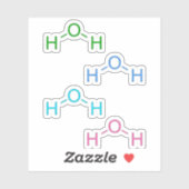 Groen Blauw Roze H2O Watermolecuul Sticker (Vel)