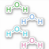 Groen Blauw Roze H2O Watermolecuul Sticker (Voorkant)