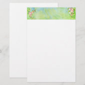 Groen Blauw Rozen Bloemen Huwelijkskop Briefpapier (Voorkant / Achterkant)