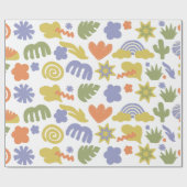 Groen Blauw & Sinaasappel Handgetrokken Stijl in B Cadeaupapier (Vlak)