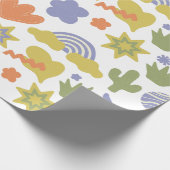 Groen Blauw & Sinaasappel Handgetrokken Stijl in B Cadeaupapier (Hoek)