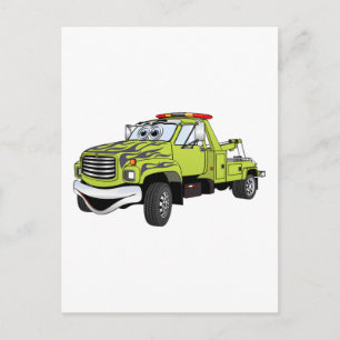 Groen Blauw Sleepwagen Cartoon Briefkaart