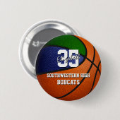 Groen Blauw Sportteam Kleuren Geschenken Basketbal Ronde Button 5,7 Cm (Voorkant /achterkant)