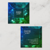 Groen blauw Starfield Stardust Galaxy Square Vierkante Visitekaartje (Voorkant / Achterkant)