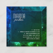 Groen blauw Starfield Stardust Galaxy Square Vierkante Visitekaartje (Achterkant)