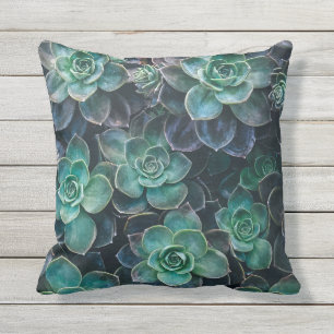 Groen blauw Succulent Plant Buitenkussen