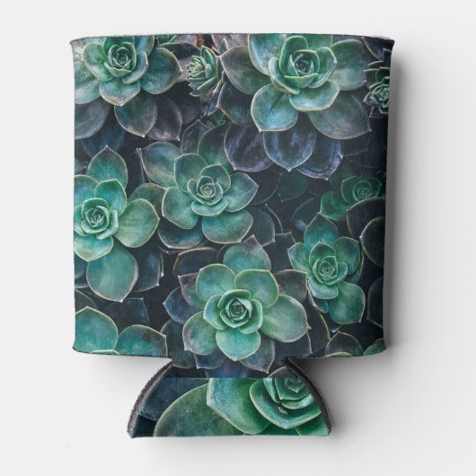 Groen Blauw Succulent Planten Blikjeskoeler (Voorkant)