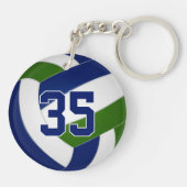 Groen blauw team kleuren gepersonaliseerd volleyba sleutelhanger (Achterkant)