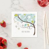 Groen Blauw Tortelduifjes bruiloft Servet (Insitu)