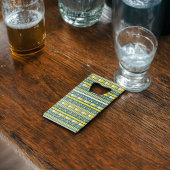 Groen Blauw Traditioneel Tribaal Patroon Creditkaart Flessenopener