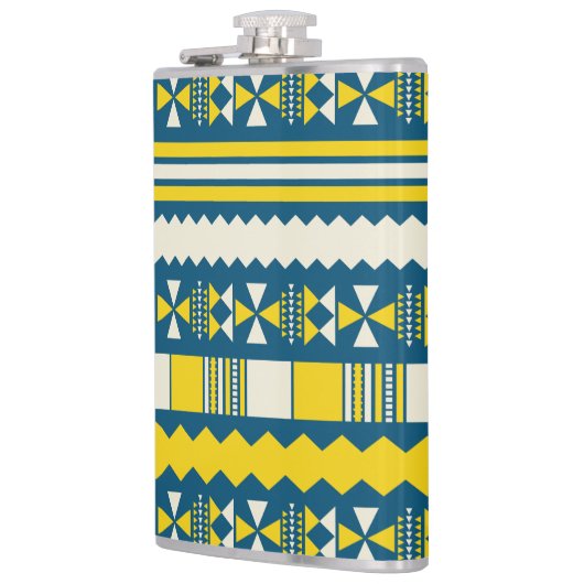 Groen Blauw Traditioneel Tribaal Patroon Heupfles (Links)