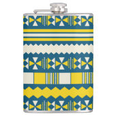 Groen Blauw Traditioneel Tribaal Patroon Heupfles (Voorkant)