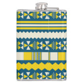 Groen Blauw Traditioneel Tribaal Patroon Heupfles (Achterkant)