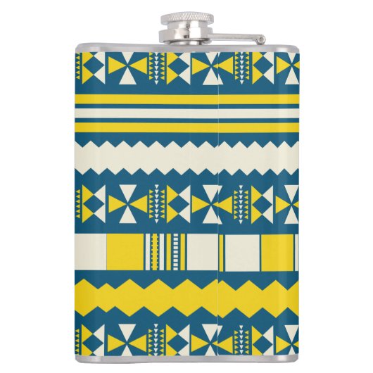 Groen Blauw Traditioneel Tribaal Patroon Heupfles (Achterkant)