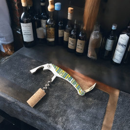 Groen Blauw Traditioneel Tribaal Patroon Kurkentrekker