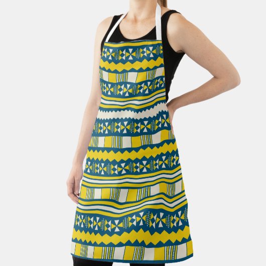 Groen Blauw Traditioneel Tribaal Patroon Schort (Insitu)