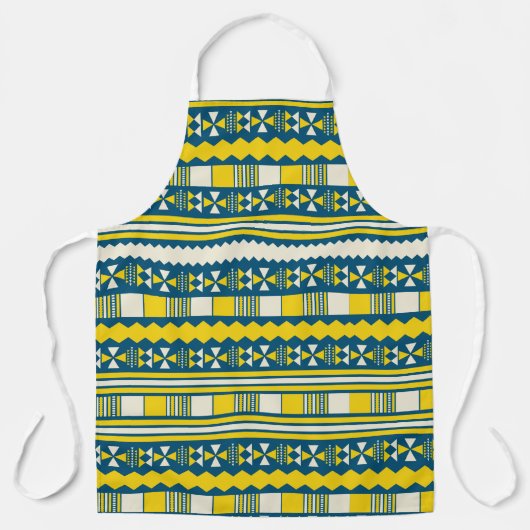 Groen Blauw Traditioneel Tribaal Patroon Schort (Voorkant)