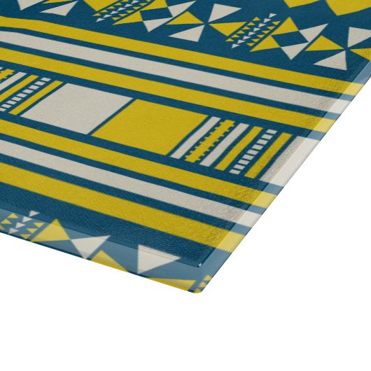 Groen Blauw Traditioneel Tribaal Patroon Snijplank (Hoek)