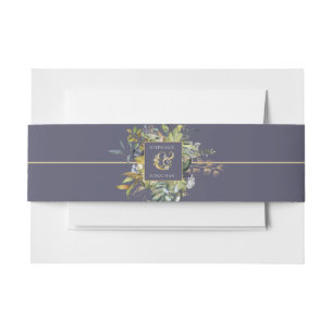 Groen & Blauw Tropisch Groen met Gouden Ampersand Uitnodigingen Wikkel