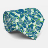 Groen Blauw Turquoise Glas in lood Ontwerp Stropdas (Opgerold)