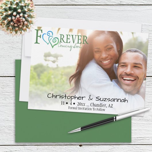 Groen blauw verbonden harten naar voren halen, dat aankondiging