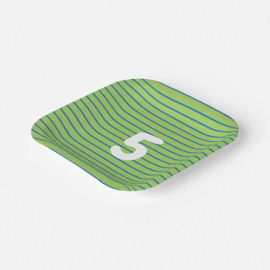 Groen & Blauw Verjaardag Kind Leeftijd II Papieren Bordje (Gebogen)