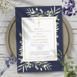 Groen Blauw Viering van het Leven Begrafenis Kaart