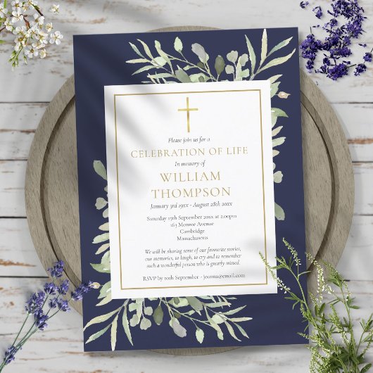 Groen Blauw Viering van het Leven Begrafenis Kaart