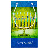 Groen Blauw Vrede Liefdeslicht Chanoeka Menorah Bo Klein Cadeauzakje (Achterkant)
