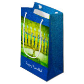 Groen Blauw Vrede Liefdeslicht Chanoeka Menorah Bo Klein Cadeauzakje (Voorkant Gekanteld)