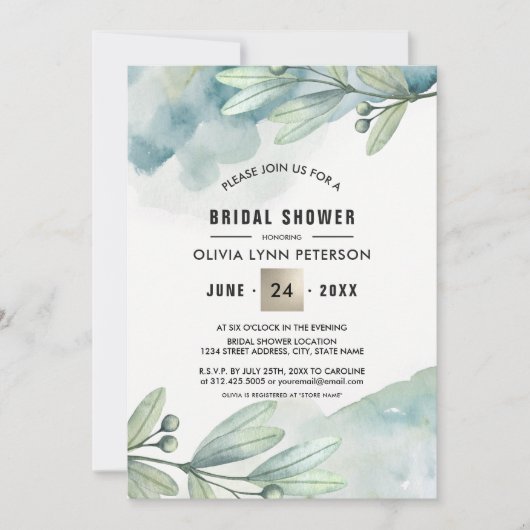 Groen Blauw Waterverf Berry Branch Vrijgezellenfee Kaart (Voorkant)