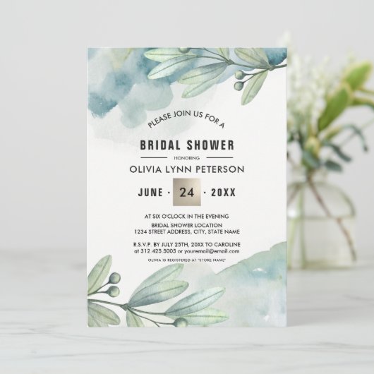 Groen Blauw Waterverf Berry Branch Vrijgezellenfee Kaart (Staand voorkant)