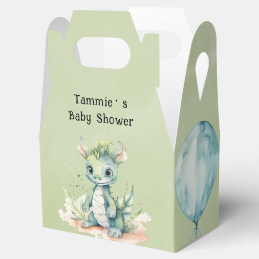 Groen Blauw Waterverf Dragon Boy Baby shower Bedankdoosjes (Geopend)