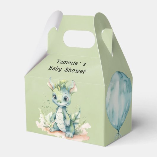 Groen Blauw Waterverf Dragon Boy Baby shower Bedankdoosjes (Voorkant Zijde)