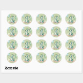 Groen Blauw Waterverf Dragon Boy Baby shower Ronde Sticker (Vel)