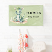 Groen Blauw Waterverf Dragon Boy Baby shower Spandoek (Insitu)