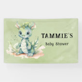Groen Blauw Waterverf Dragon Boy Baby shower Spandoek (Horizontaal)