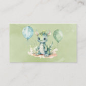 Groen Blauw Waterverf Dragon Boy Baby shower Visitekaartje (Achterkant)