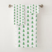 Groen blauw Waterverf Pine Tree Patroon Bad Handdoek (Insitu)