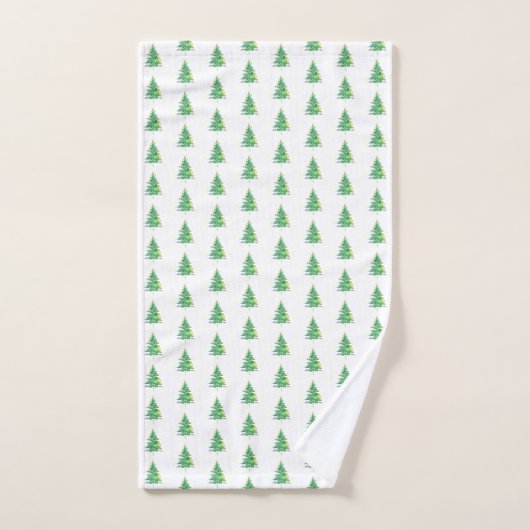 Groen blauw Waterverf Pine Tree Patroon Bad Handdoek (Handdoek)