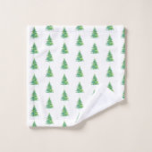 Groen blauw Waterverf Pine Tree Patroon Bad Handdoek (Wasdoekje)