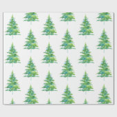 Groen blauw Waterverf Pine Tree Patroon Cadeaupapier (Vlak)